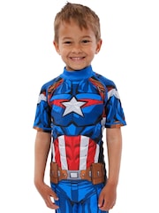 Character Blue White Marvel Avengers Captain America One Piece Swimsuit - Image 6 of 8