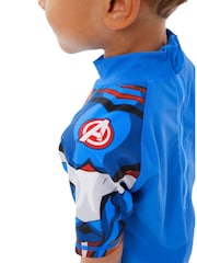 Character Blue White Marvel Avengers Captain America One Piece Swimsuit - Image 7 of 8