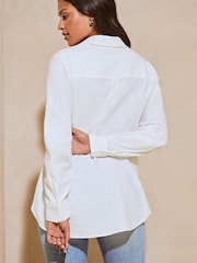 Lipsy White Linen Blend Button Through Shirt - Image 2 of 4