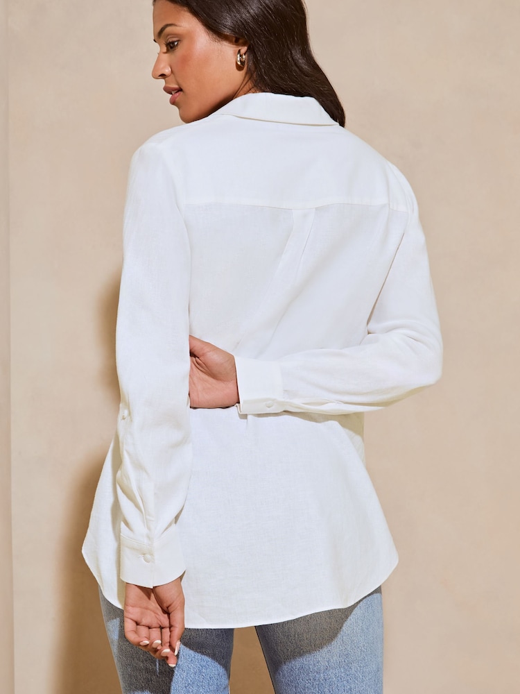 Lipsy White Linen Blend Button Through Shirt - Image 2 of 4
