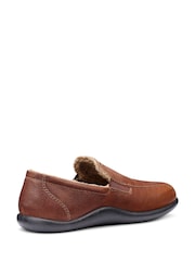Hotter Tan Brown Grainy Leather Hotter Relax Slip On Slippers - Image 3 of 4