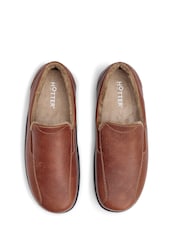 Hotter Tan Brown Grainy Leather Hotter Relax Slip On Slippers - Image 4 of 4