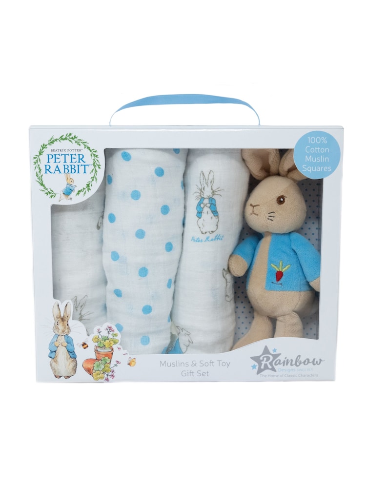 Rainbow Designs Blue Peter Rabbit Muslin 100% Cotton Set - Image 4 of 4