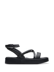 Clarks Black Leather Alda Cross Sandals - Image 1 of 7