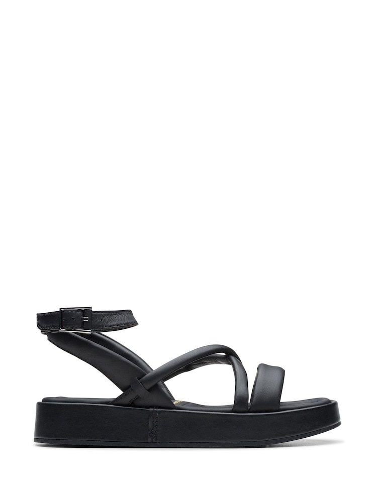 Clarks Black Leather Alda Cross Sandals - Image 1 of 7