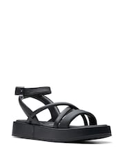 Clarks Black Leather Alda Cross Sandals - Image 3 of 7