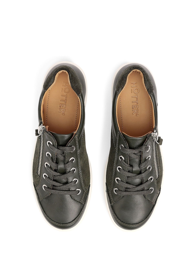 Hotter Green Extra Wide Fit Chase II Lace-Up Zip Trainers - Image 3 of 3 Hotter Green Extra Wide Fit Chase II Lace-Up Zip Trainers - Image 3 of 3