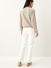 Neutral Spacedye Cosy Lightweight Soft Touch Sleeve Detail Crew Neck Jumper - Image 5 of 8