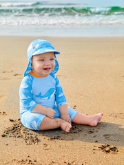 JoJo Maman Bébé Blue Whale UPF 50 1-Piece Sun Protection Suit - Image 1 of 7