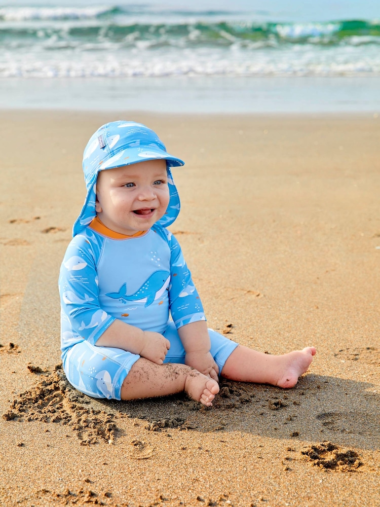 JoJo Maman Bébé Blue Whale UPF 50 1-Piece Sun Protection Suit - Image 1 of 7