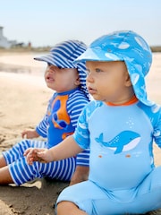 JoJo Maman Bébé Blue Whale UPF 50 1-Piece Sun Protection Suit - Image 3 of 7