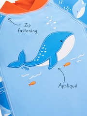 JoJo Maman Bébé Blue Whale UPF 50 1-Piece Sun Protection Suit - Image 8 of 9