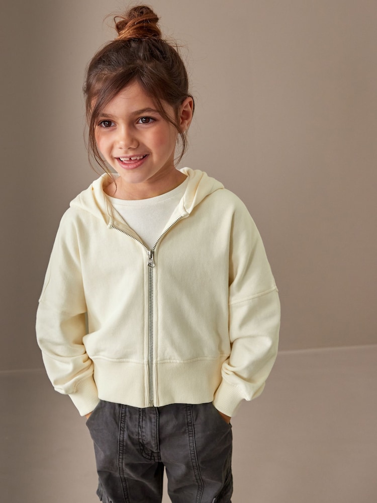 Cream Neutral Zip Through Hoodie (3-16yrs) - Image 1 of 6