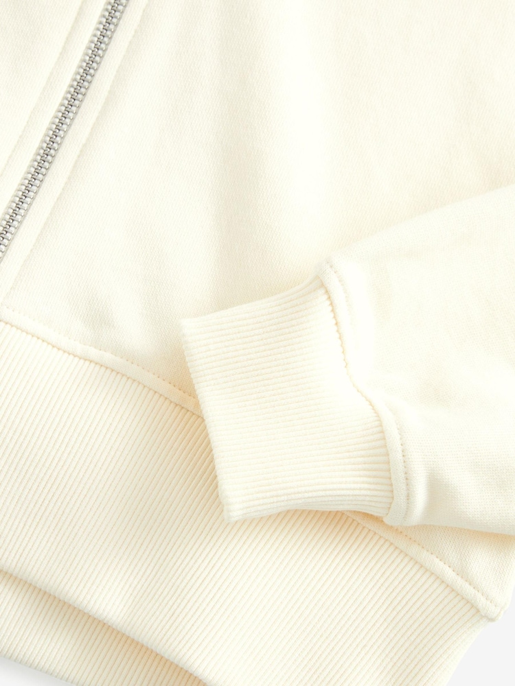 Cream Neutral Zip Through Hoodie (3-16yrs) - Image 6 of 6
