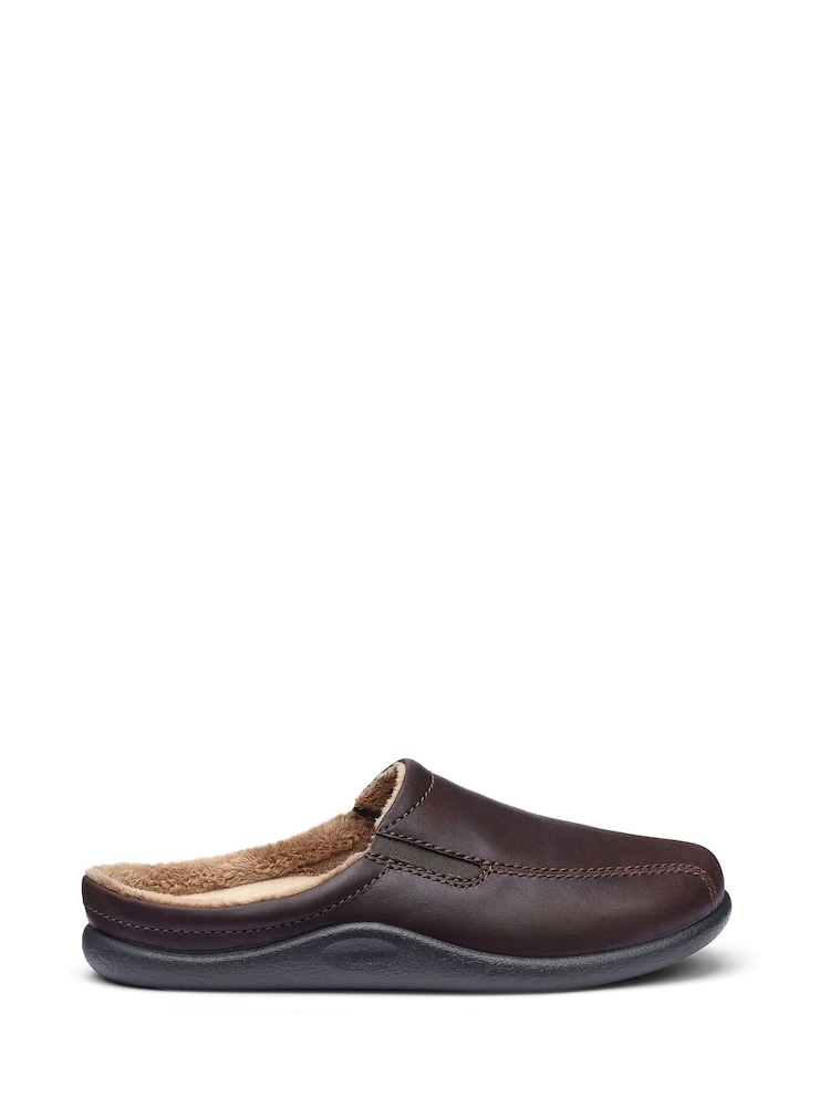 Hotter Dark Brown Standard Fit Slide Slip-On Slippers - Image 1 of 4 Hotter Dark Brown Standard Fit Slide Slip-On Slippers - Image 1 of 4
