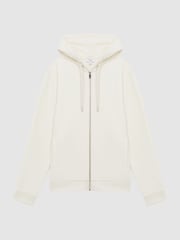 Reiss Ecru Sutton Cotton Zip-Through Hoodie - Image 2 of 5