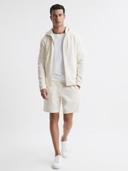 Reiss Ecru Sutton Cotton Zip-Through Hoodie - Image 3 of 5