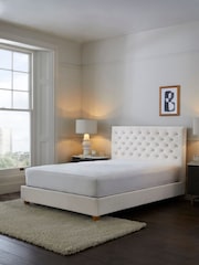 Soft Velvet Natural Oyster Paris Upholstered Bed Frame - Image 1 of 8