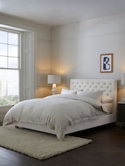 Soft Velvet Natural Oyster Paris Upholstered Bed Frame - Image 3 of 8