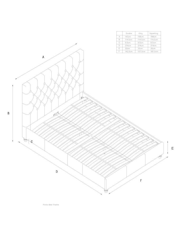 Soft Velvet Natural Oyster Paris Upholstered Bed Frame - Image 8 of 8