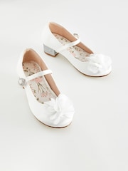 White Corsage Flower Bridesmaid Heel Shoes - Image 1 of 5