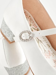 White Corsage Flower Bridesmaid Heel Shoes - Image 4 of 5