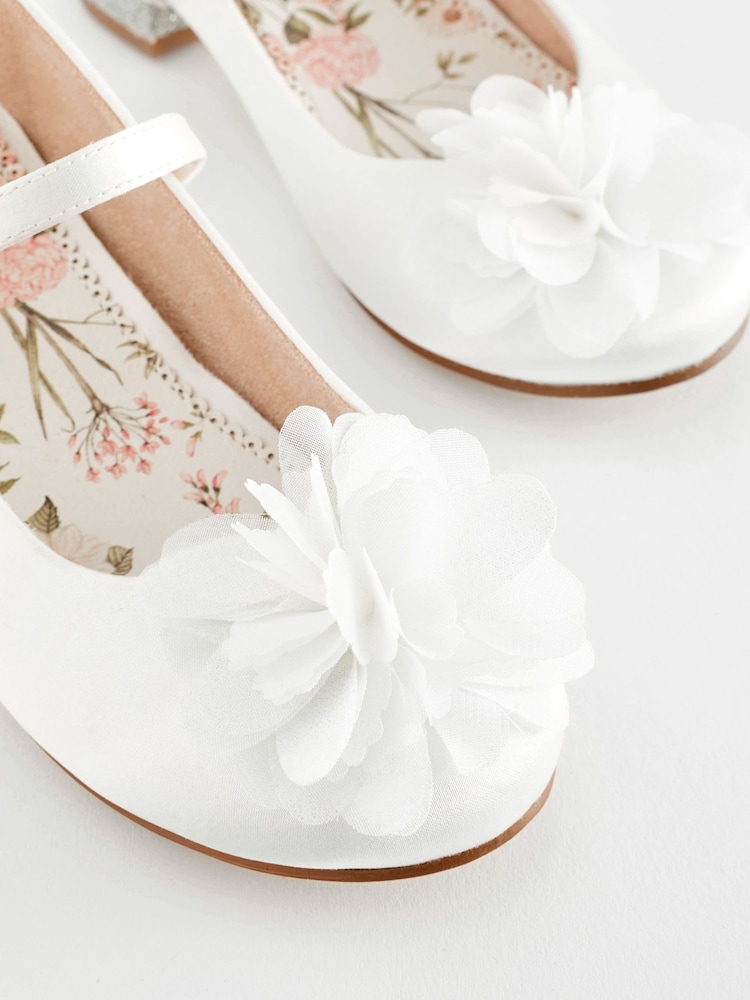 White Corsage Flower Bridesmaid Heel Shoes - Image 5 of 5