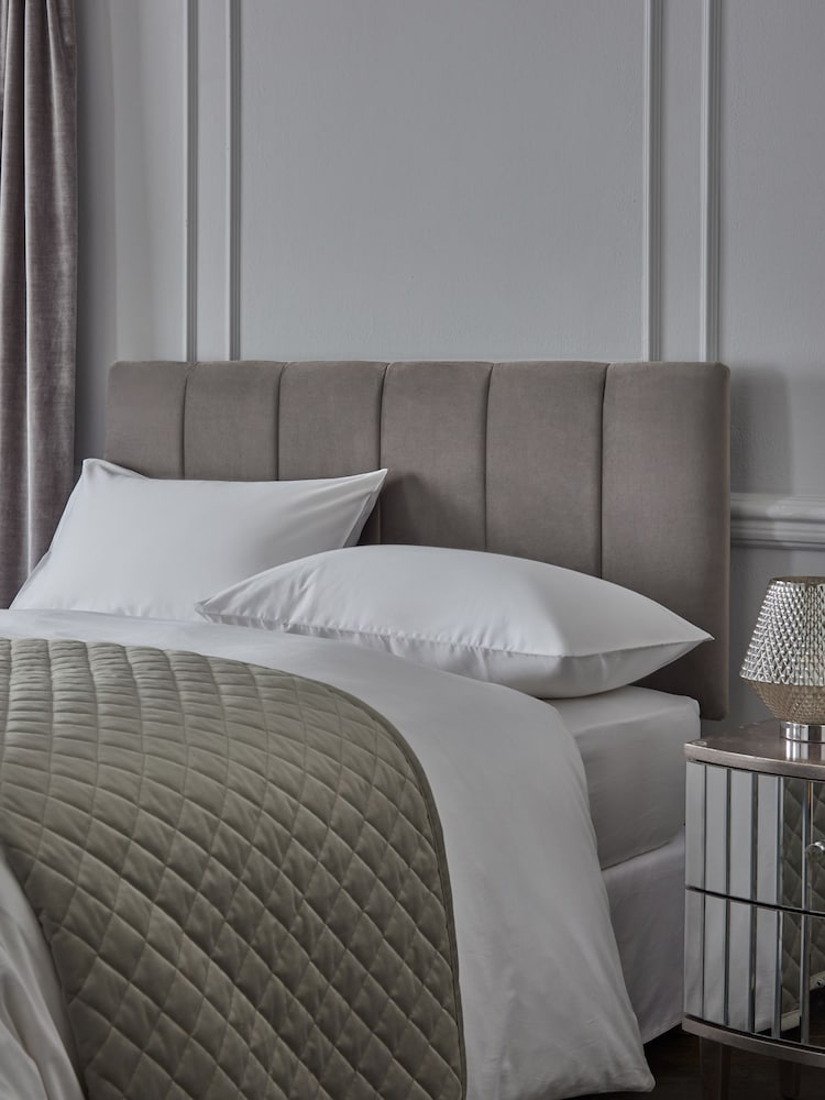 Opulent Velvet Steel Grey Panel Upholstered Headboard - Image 1 of 6