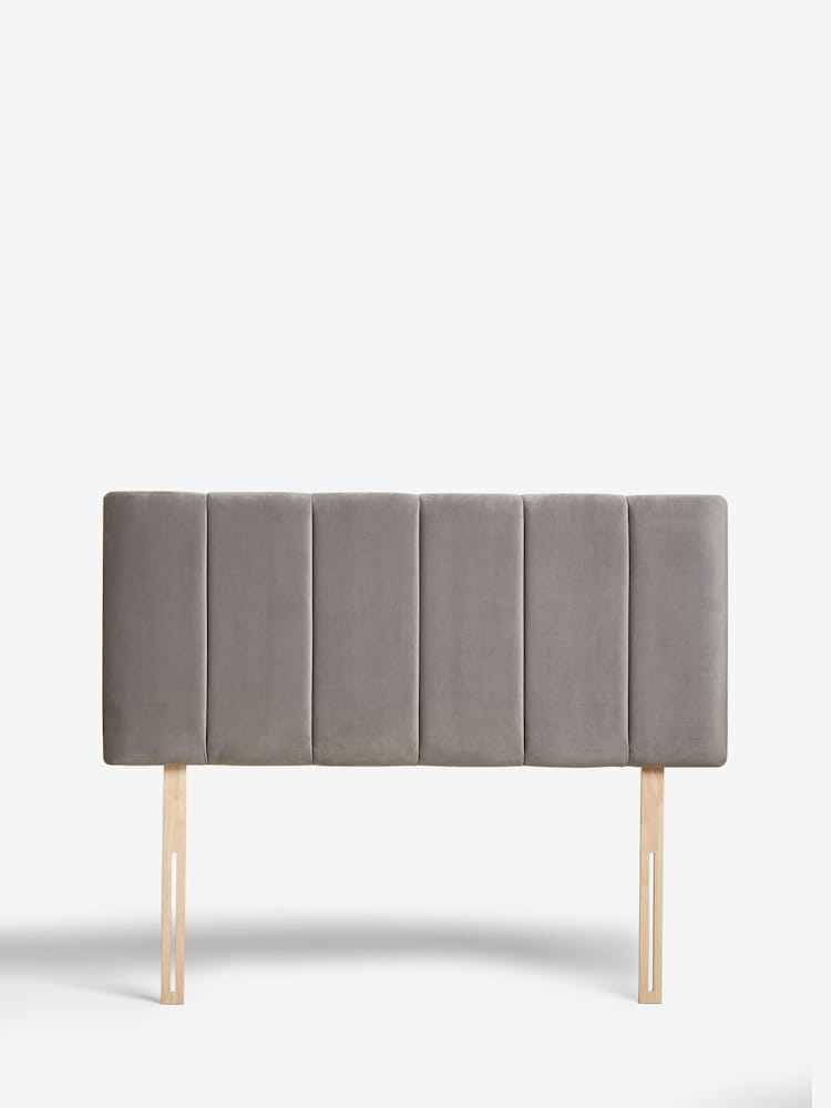 Opulent Velvet Steel Grey Panel Upholstered Headboard - Image 2 of 6