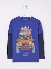 FatFace Blue Jeep Graphic Jersey T-Shirt - Image 4 of 4