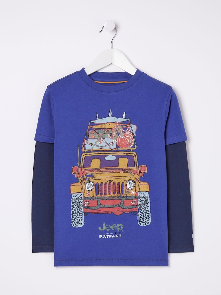 FatFace Blue Jeep Graphic Jersey T-Shirt - Image 4 of 4