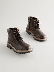 Chocolate Brown Standard Fit (F) Leather Work Boots - Image 1 of 8
