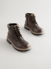 Chocolate Brown Standard Fit (F) Leather Work Boots - Image 3 of 8