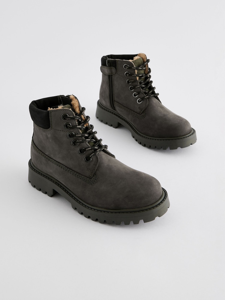 Khaki Green Standard Fit (F) Leather Work Boots - Image 1 of 6