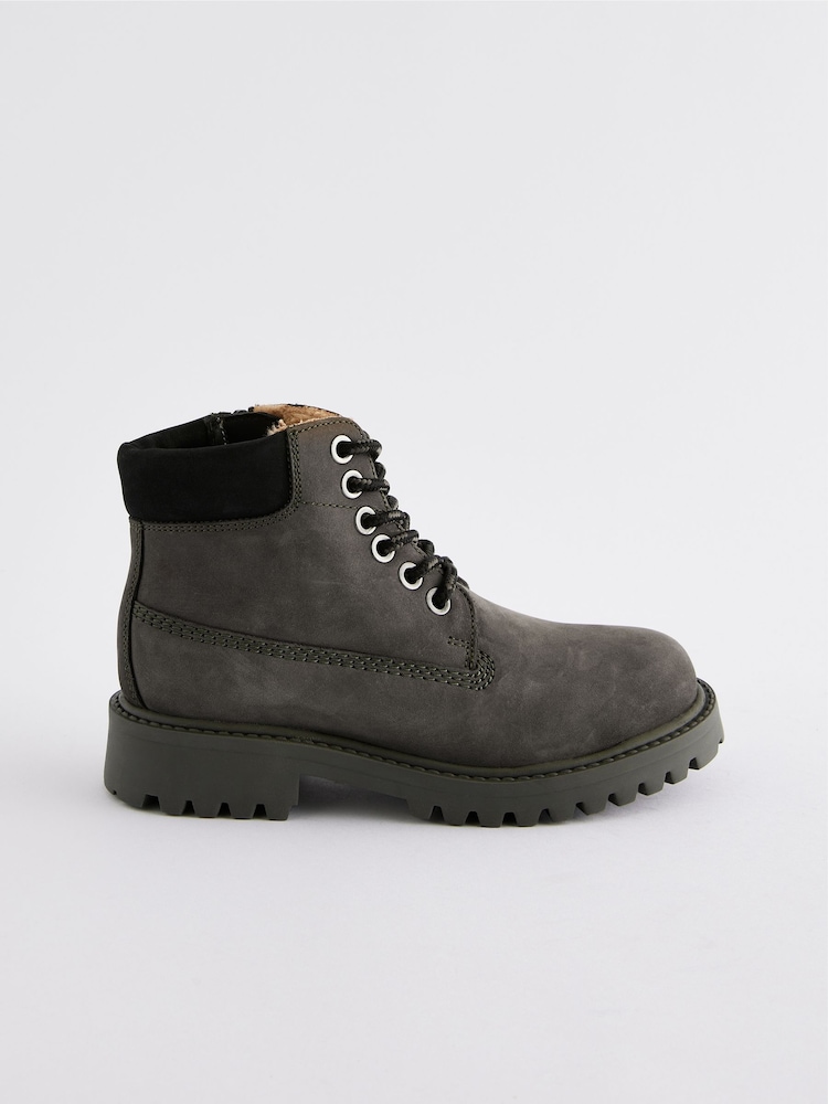 Khaki Green Standard Fit (F) Leather Work Boots - Image 2 of 6