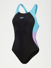 Speedo Black Womens Colourblock Splice Muscleback Swimsuit - Image 9 of 9
