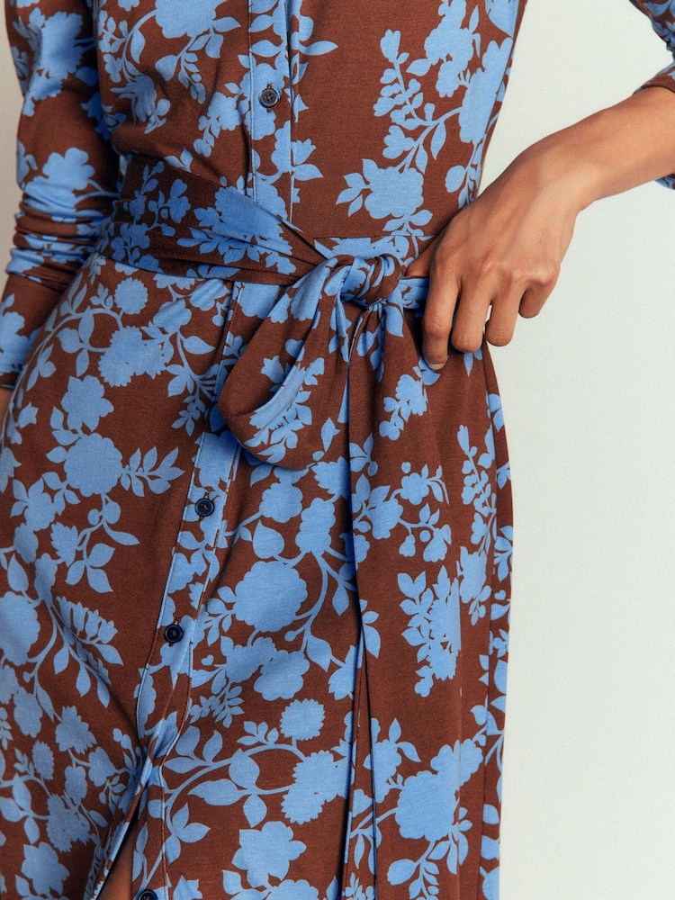 Boden Brown Floral Honor Jesery Midi Dress - Image 2 of 5 Boden Brown Floral Honor Jesery Midi Dress - Image 2 of 5