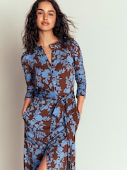 Boden Brown Floral Honor Jesery Midi Dress - Image 3 of 5