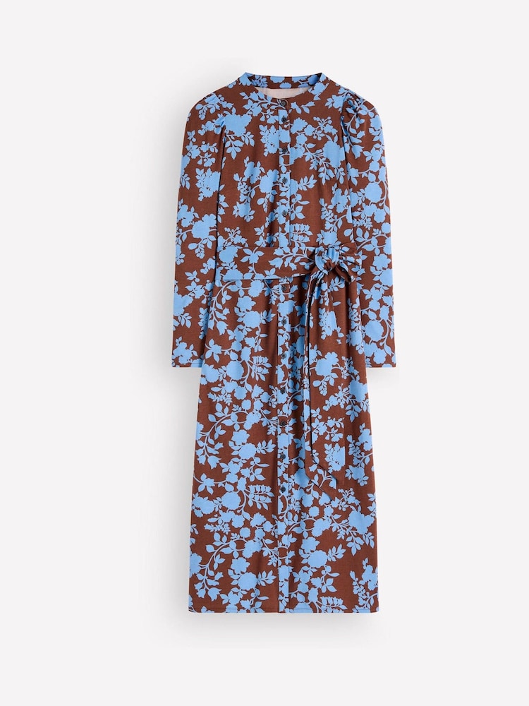 Boden Brown Floral Honor Jesery Midi Dress - Image 5 of 5 Boden Brown Floral Honor Jesery Midi Dress - Image 5 of 5
