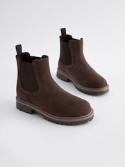 Chocolate - Botas Chelsea de cuero con forro abrigado - Imagen 1 de 5