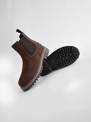 Chocolate - Botas Chelsea de cuero con forro abrigado - Imagen 4 de 5