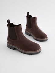 Marrón chocolate - Botas Chelsea de cuero con forro abrigado - Imagen 1 de 5