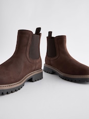 Marrón chocolate - Botas Chelsea de cuero con forro abrigado - Imagen 5 de 5
