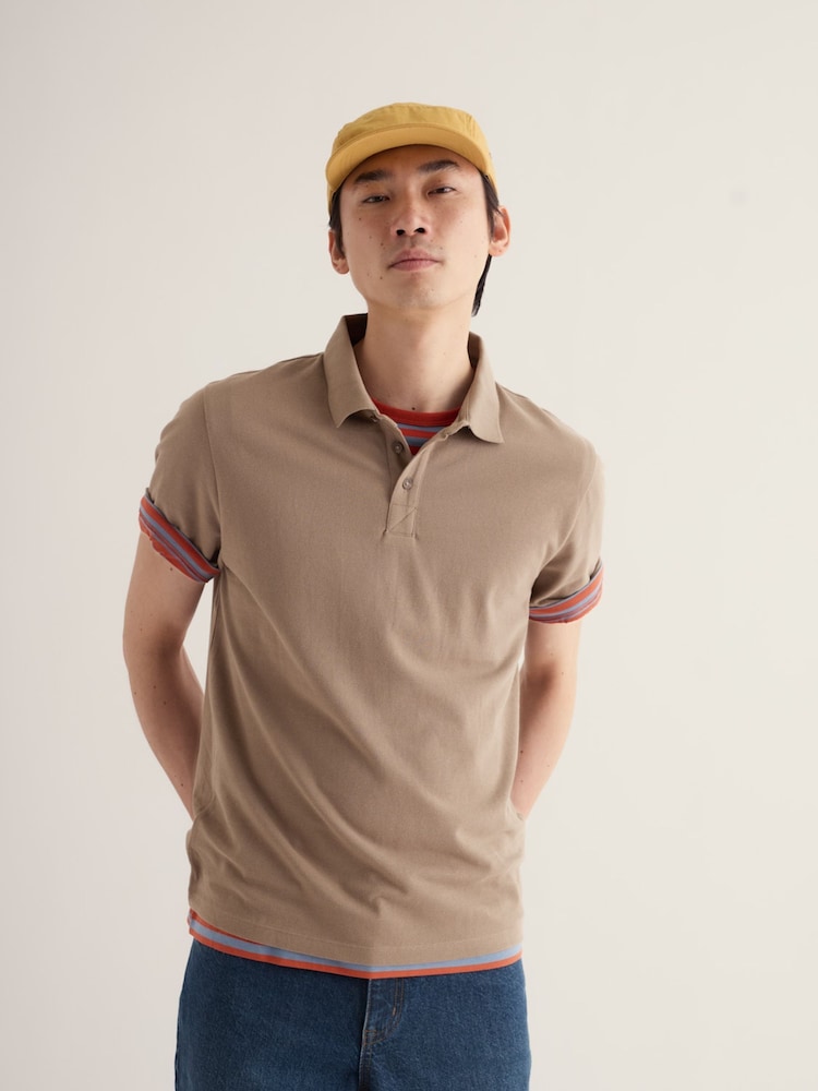 Seasalt Cornwall Light Brown Balefire Polo Shirt - Image 1 of 5 Seasalt Cornwall Light Brown Balefire Polo Shirt - Image 1 of 5