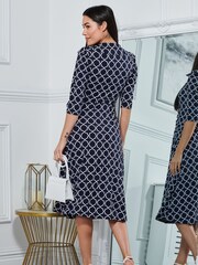 Jolie Moi Blue Raegan Wrap Tie Side Jersey Dress - Image 2 of 6