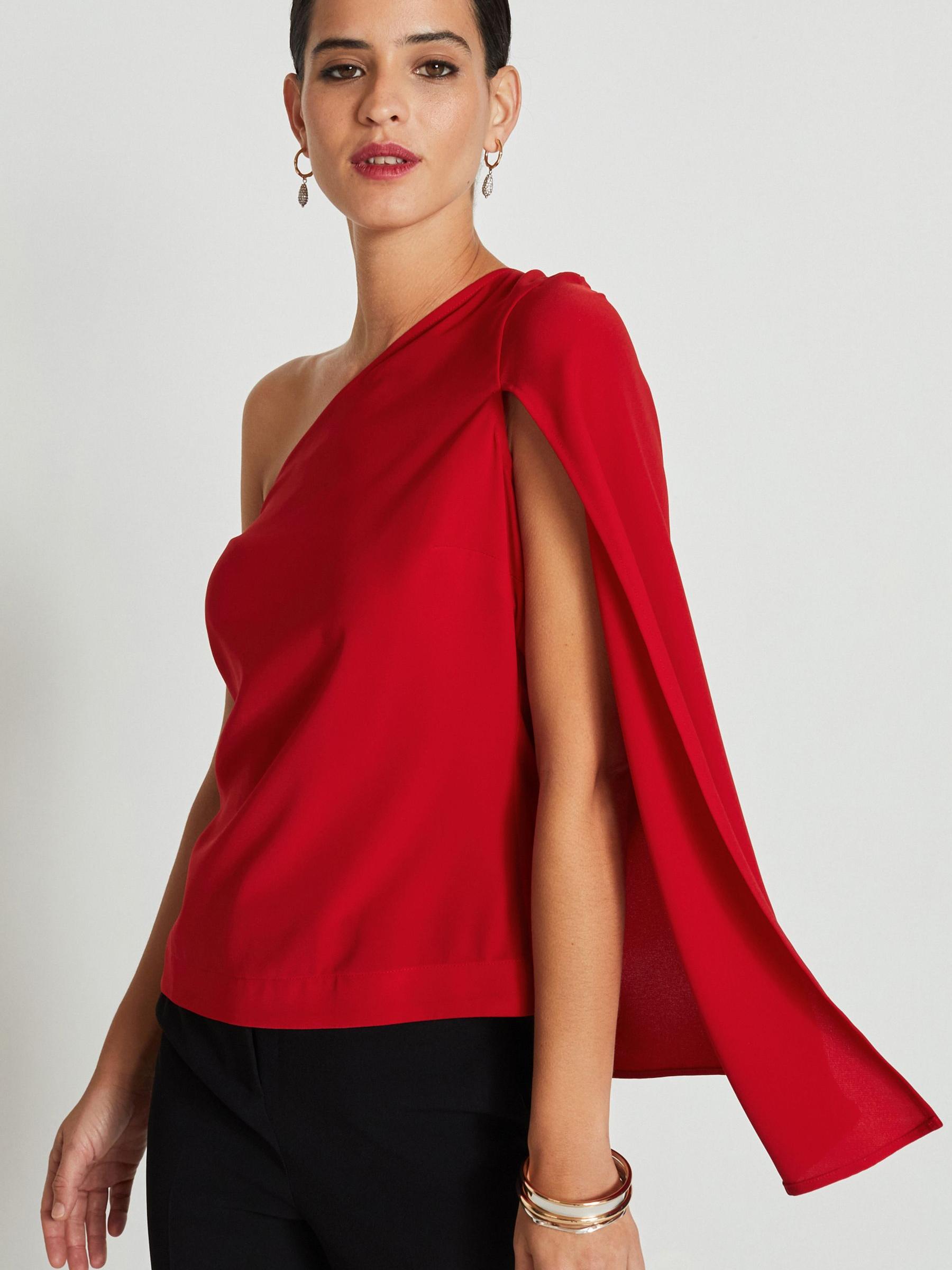 loin ロワン 今期half sleeve all in one Buy Red One Shoulder Cape Sleeve Top from Next Luxembourg