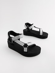 Black Bling Touch Fastening Strap Sandals - Image 6 of 10