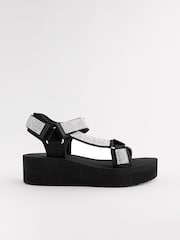 Black Bling Touch Fastening Strap Sandals - Image 7 of 10