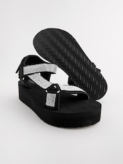 Black Bling Touch Fastening Strap Sandals - Image 8 of 10