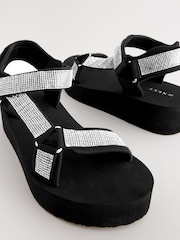 Black Bling Touch Fastening Strap Sandals - Image 9 of 10